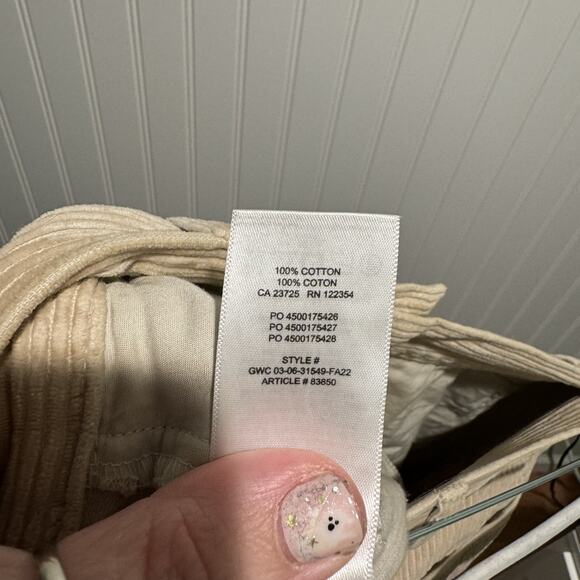 Aritzia TNA Tan Ripcord Corduroy Pants Straight Leg Size 4 - Picture 6 of 6